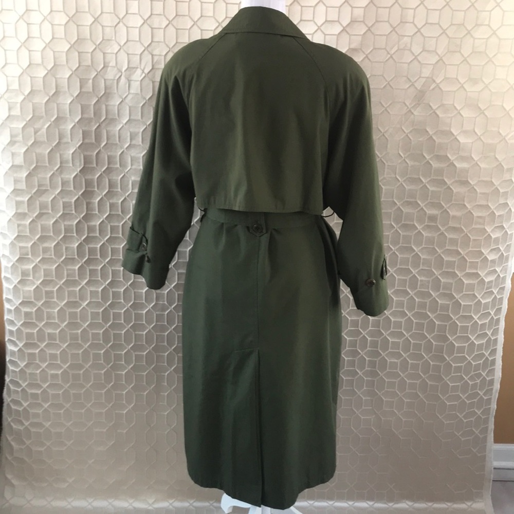 MISTY HARBOR Vintage Trench Coat w/Scarf Green 12P - Picture 4 of 8